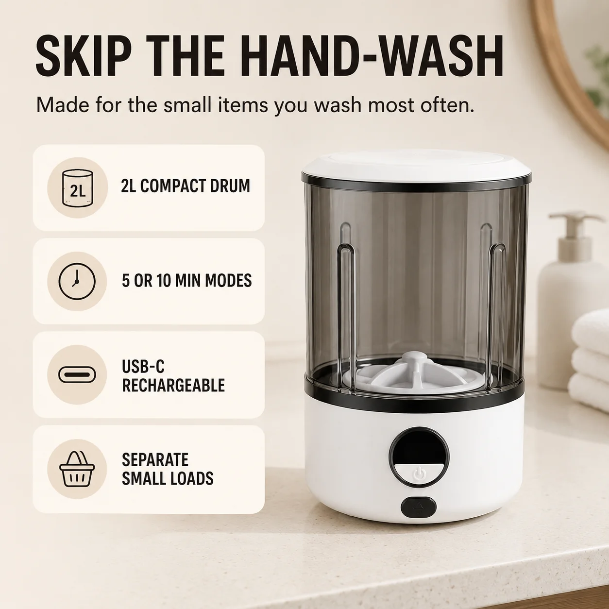 TurboWash Pro Portable Washer on a countertop
